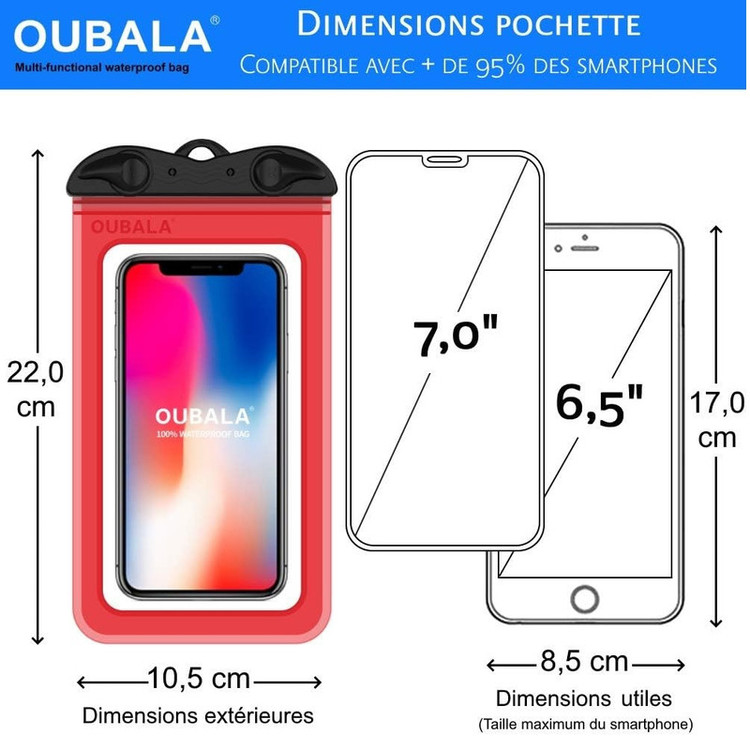 کاور ضدآب اوبالا مدل IPX8 مناسب برای گوشی موبایل تا سایز 7.2 اینچ