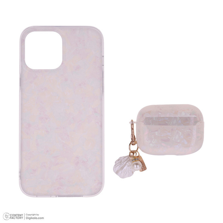 کاور طرح صدفی مناسب برای گوشی موبایل اپل Iphone 13 Pro Max به همراه کاور هدفون مناسب برای کیس اپل ایرپاد پرو 2