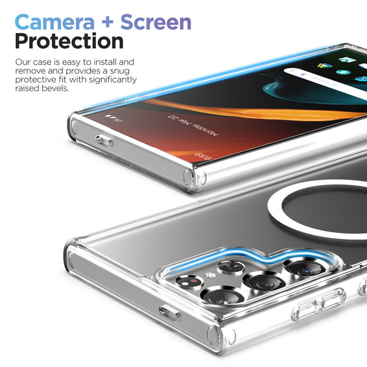 کاور هاپلایت مدل MagSafe Clear HL مناسب برای گوشی موبایل سامسونگ Galaxy S24 Ultra به همراه محافظ صفحه نمایش گوشی و محافظ لنز دوربین