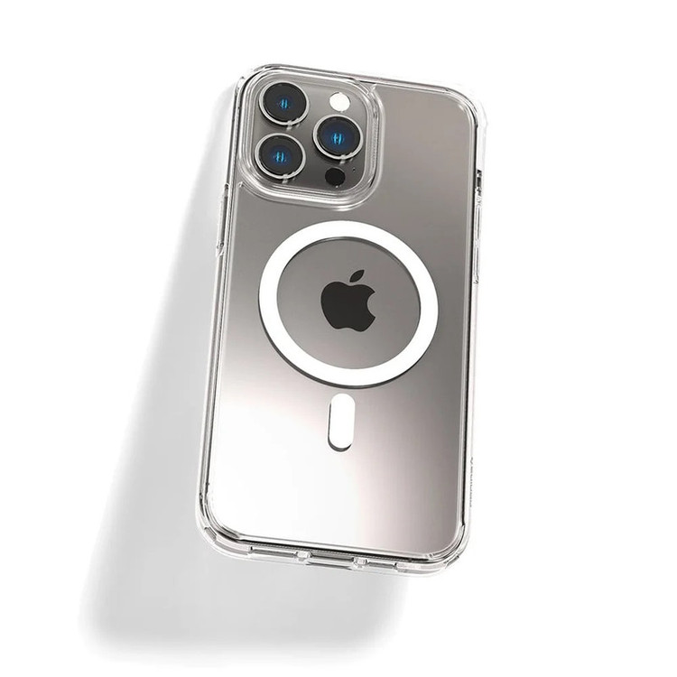 کاور اسپیگن مدل ultra hybrid clear magsafe مناسب برای گوشی موبایل اپل iphone 15promax