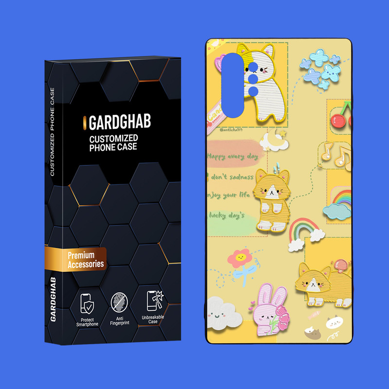 کاور گارد قاب مدل دور ژله ای پشت گلس فانتزی مناسب برای گوشی موبایل سامسونگ Galaxy Note 10 Plus