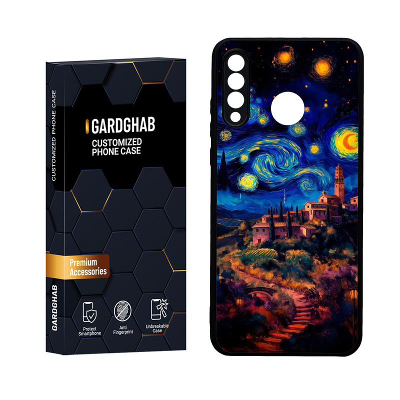 کاور گارد قاب مدل دور ژله ای پشت گلس هنری مناسب برای گوشی موبایل هوآوی P30 Lite