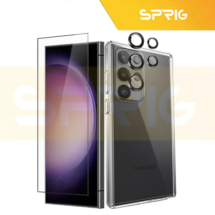 کاور اسپریگ مدل CLFL-Ring مناسب برای گوشی موبایل سامسونگ Galaxy S25 ultra 5G به همراه محافظ صفحه نمایش و محافظ لنز دوربین