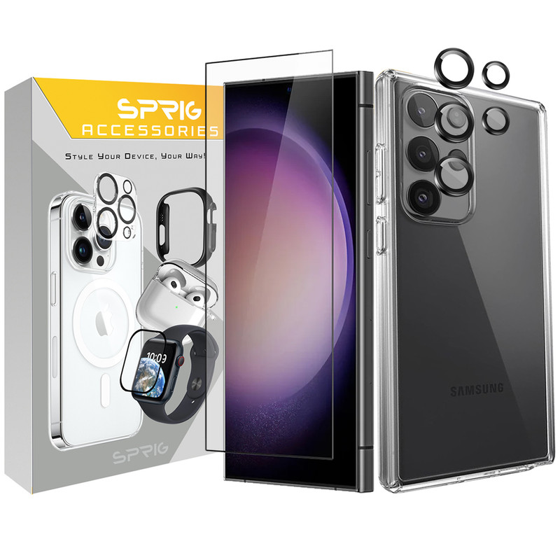کاور اسپریگ مدل CLFL-Ring مناسب برای گوشی موبایل سامسونگ Galaxy S25 ultra 5G به همراه محافظ صفحه نمایش و محافظ لنز دوربین