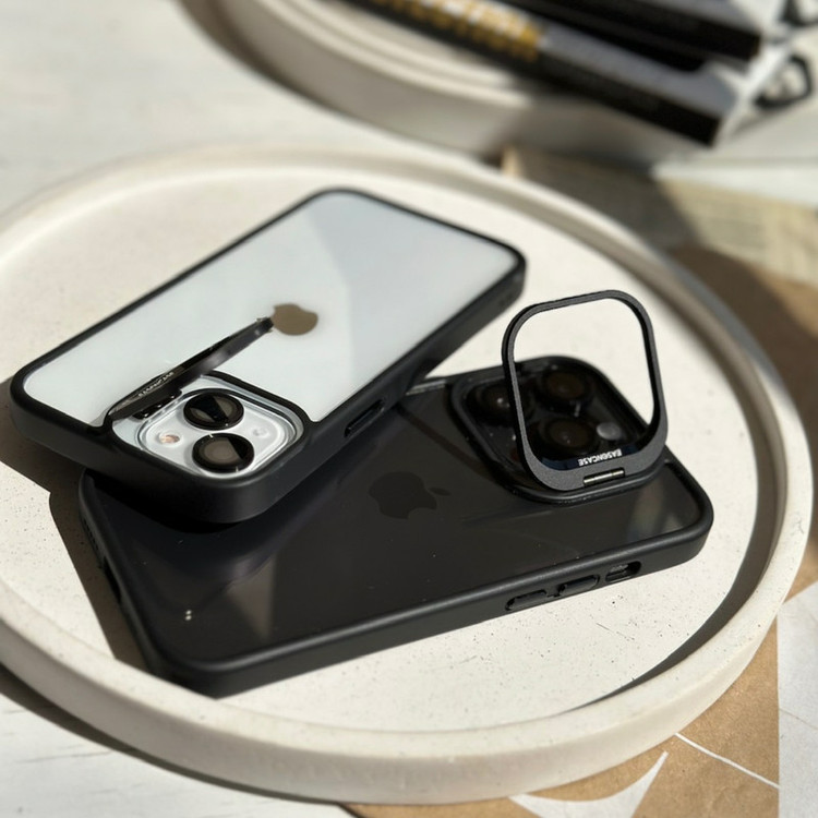 کاور مدل STAND مناسب برای گوشی موبایل اپل iphone 15 pro max به همراه محافظ لنز