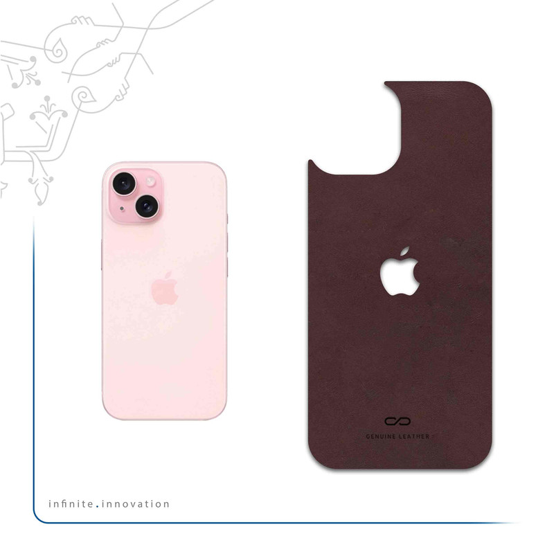 برچسب پوششی ماهوت مدل Matte-Dark-Brown-Leather مناسب برای گوشی موبایل اپل iPhone 15