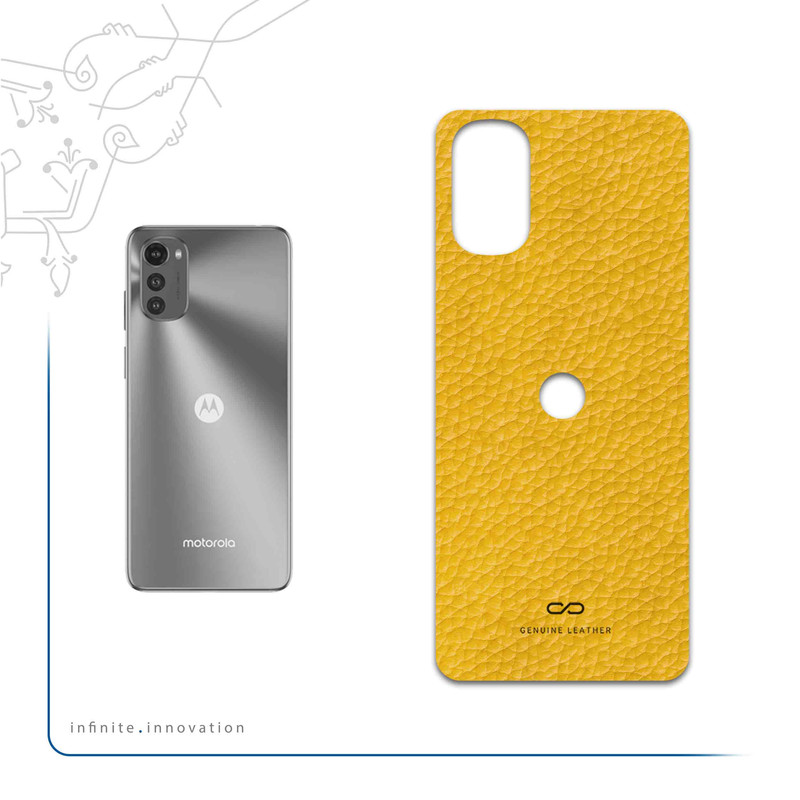 برچسب پوششی ماهوت مدل Mustard-Leather مناسب برای گوشی موبایل موتورولا Moto E32s