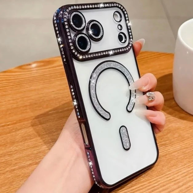 کاور مدل مگسیف طرح شاین نگین دار مناسب برای گوشی موبایل اپل IPHONE 17