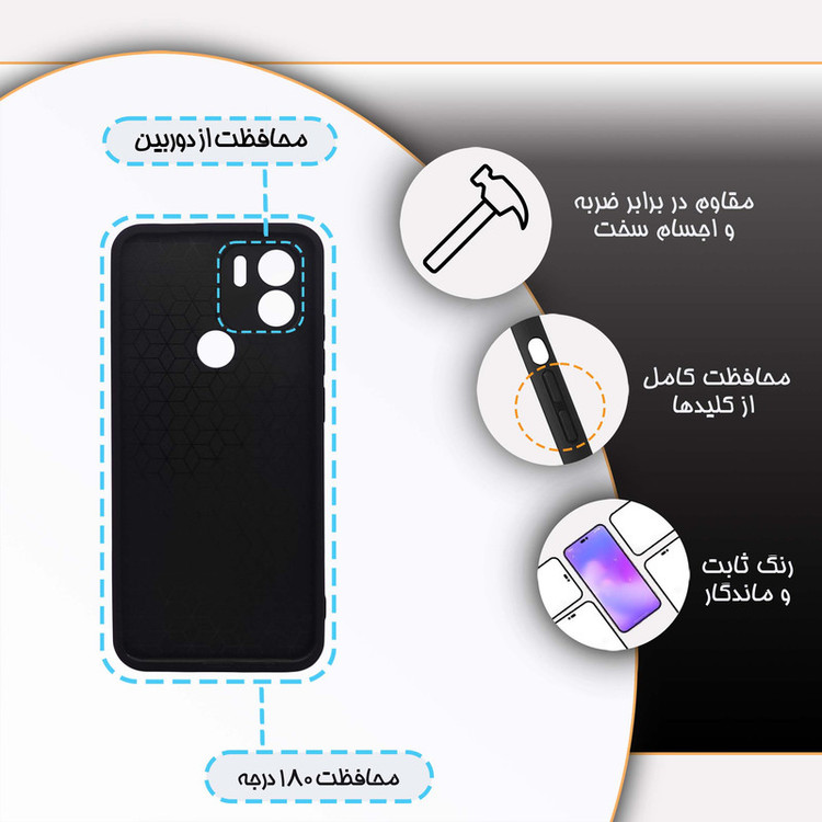 کاور گارد قاب مدل دور ژله ای برگ مناسب برای گوشی موبایل شیائومی Redmi A1 Plus / A2 Plus / Poco C50 / Poco C51
