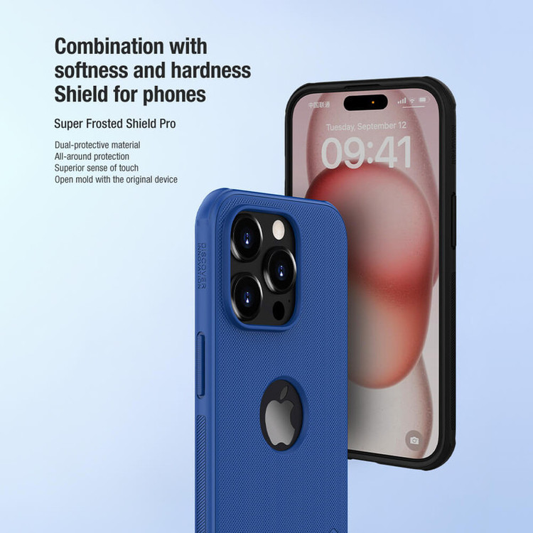 کاور نیلکین مدل Super Frosted Shield Pro ogo cutout مناسب برای گوشی موبایل اپل IPhone 15 Pro Max