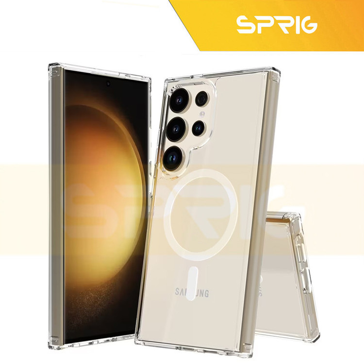 کاور اسپریگ مدل Magsafe Full Ring مناسب برای گوشی موبایل سامسونگ Galaxy S24 Ultra به همراه محافظ صفحه نمایش گوشی و محافظ لنز دوربین