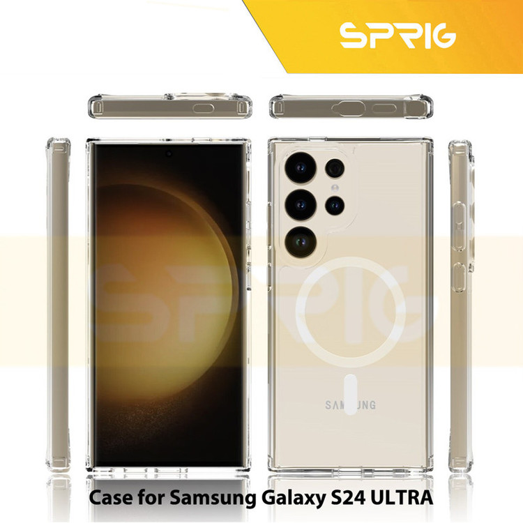 کاور اسپریگ مدل Magsafe Full Ring مناسب برای گوشی موبایل سامسونگ Galaxy S24 Ultra به همراه محافظ صفحه نمایش گوشی و محافظ لنز دوربین