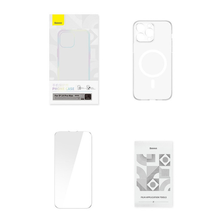 کاور موبایل بیسوس مدل Crystal Series Magnetic مناسب برای گوشی اپل iPhone 14 Pro Max به همراه محافظ صفحه نمایش