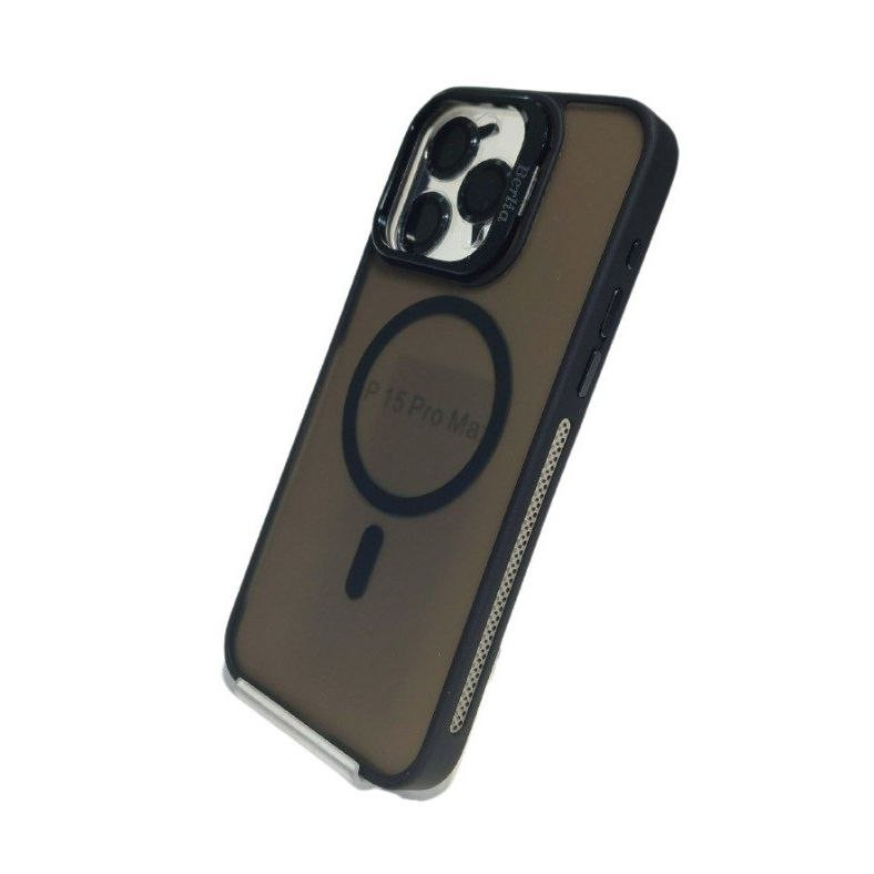 کاور مدل نیمه شفاف مگ سیف دار مناسب برای گوشی موبایل اپل Iphone15promax به همراه محافظ لنز