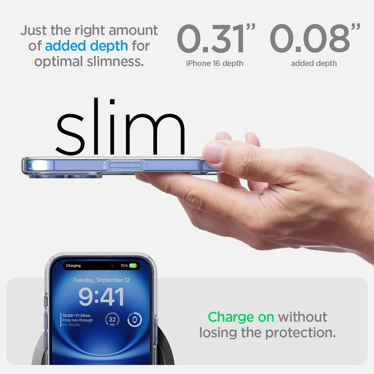 کاور اسپیگن مدل ultra hybrid clear مناسب برای گوشی موبایل اپل iphone 16