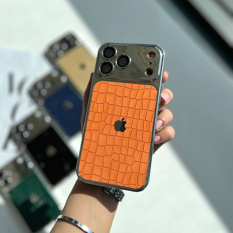 کاور مدل PU Leather طرح کروکدیل مناسب برای گوشی موبایل اپل Iphone 16