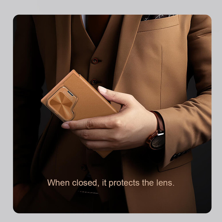 کیف کلاسوری نیلکین مدل Qin Prop Leather Classic Cloth مناسب برای گوشی موبایل سامسونگ Galaxy S24 Ultra