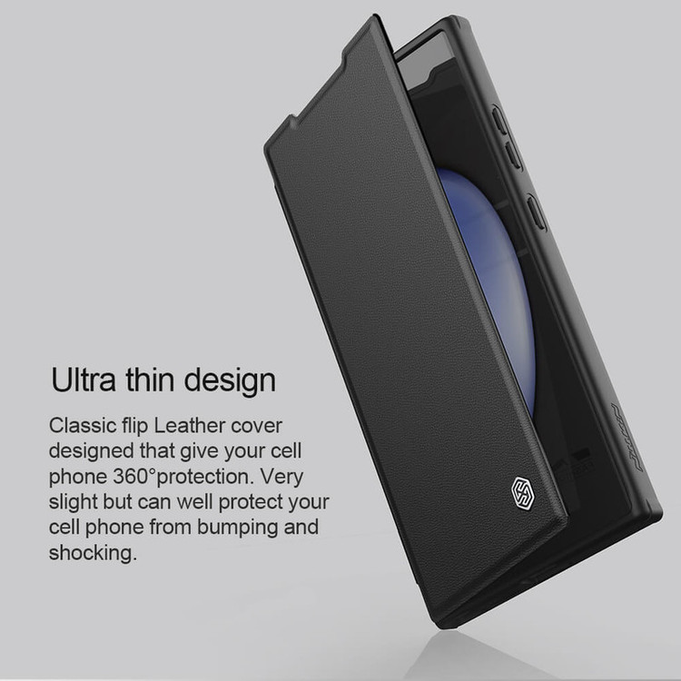 کیف کلاسوری نیلکین مدل Qin Prop Leather Classic Cloth مناسب برای گوشی موبایل سامسونگ Galaxy S24 Ultra