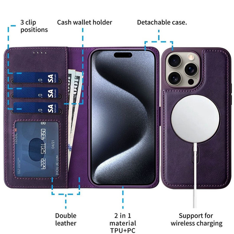 کیف کلاسوری اچ دی دی طرح چرمی مگ سیف مدل LUXURY مناسب برای گوشی موبایل اپل IPHONE 16