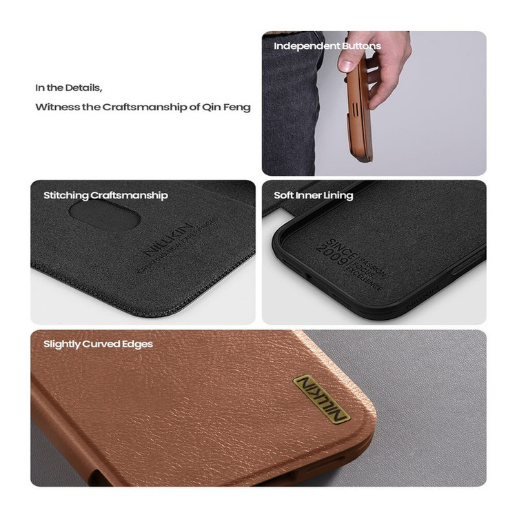 کیف کلاسوری نیلکین مدل Qin Pro Leather مناسب برای گوشی موبایل اپل iPhone 17 Pro
