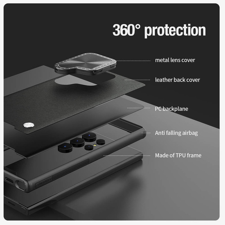 کاور نیلکین مدل Camshield Prop Leather مناسب برای گوشی موبایل سامسونگ Galaxy S24 Ultra