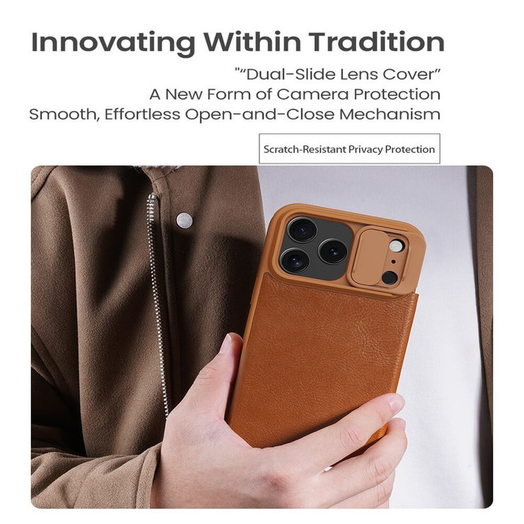 کیف کلاسوری نیلکین مدل Qin Pro Leather مناسب برای گوشی موبایل اپل iPhone 17 Pro Max