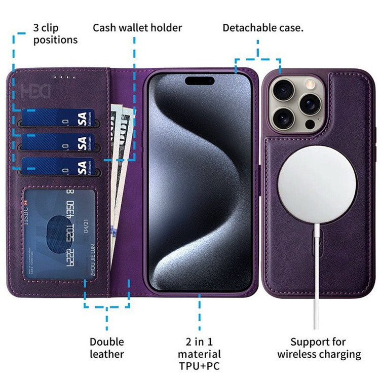کیف کلاسوری اچ دی دی مدل چند کاره مناسب برای گوشی موبایل اپل IPHONE 16 pro