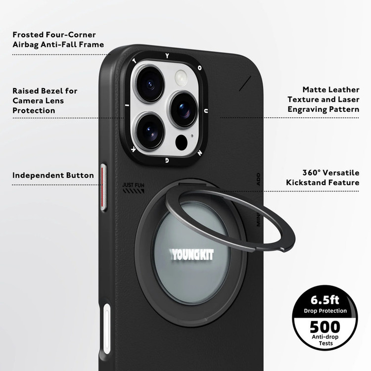 کاور یانگ کیت مدل Leather 360° مناسب برای گوشی موبایل اپل iphone 15promax