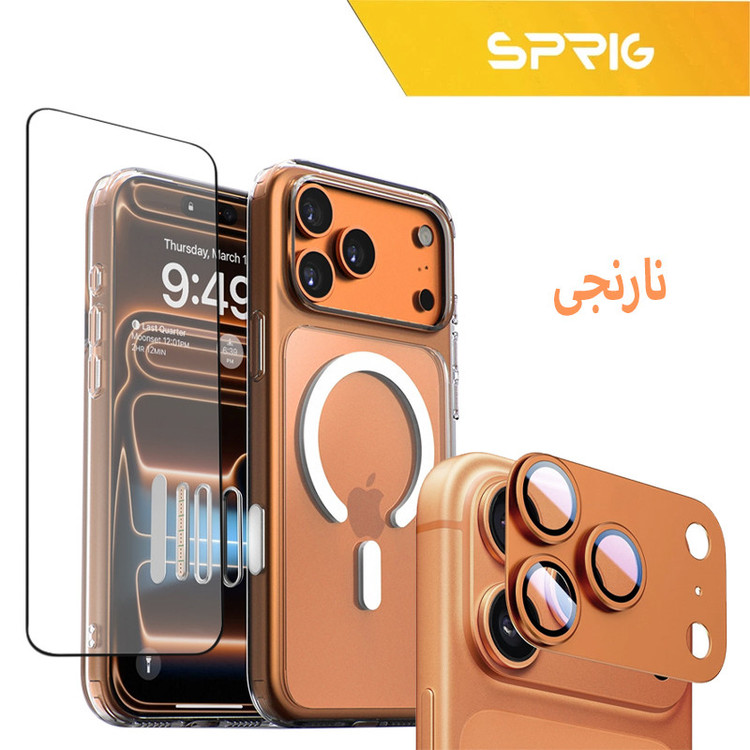 کاور اسپریگ مدل CB-Magsafe-LNS مناسب برای گوشی موبایل اپل Iphone 17 Pro Max به همراه محافظ صفحه نمایش و محافظ لنز دوربین