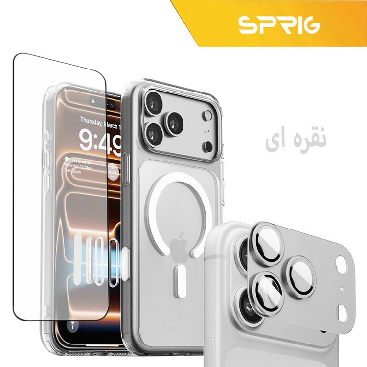 کاور اسپریگ مدل CB-Magsafe-LNS مناسب برای گوشی موبایل اپل Iphone 17 Pro Max به همراه محافظ صفحه نمایش و محافظ لنز دوربین
