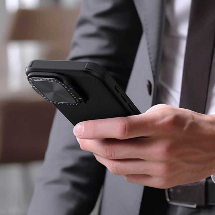 کاور نیلکین مدل Camshield Prop Leather مناسب برای گوشی موبایل اپل iPhone 15 Pro Max