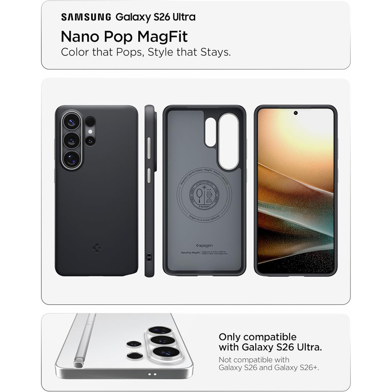 کاور اسپیگن مدل Nano Pop MagFit مناسب برای گوشی موبایل سامسونگ Galaxy S26 Ultra