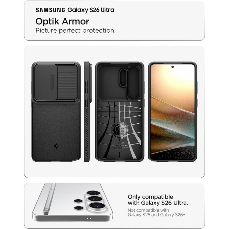کاور اسپیگن مدل Optik Armor مناسب برای گوشی موبایل سامسونگ Galaxy S26 Ultra