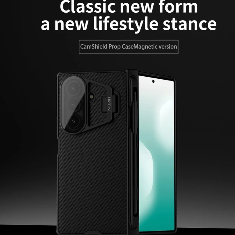 کاور نیلکین مدل Camshield Prop Magnetic Stylus Pen & Transparent Lens Cover Version مناسب برای گوشی موبایل سامسونگ Galaxy Z Fold 7 / W26
