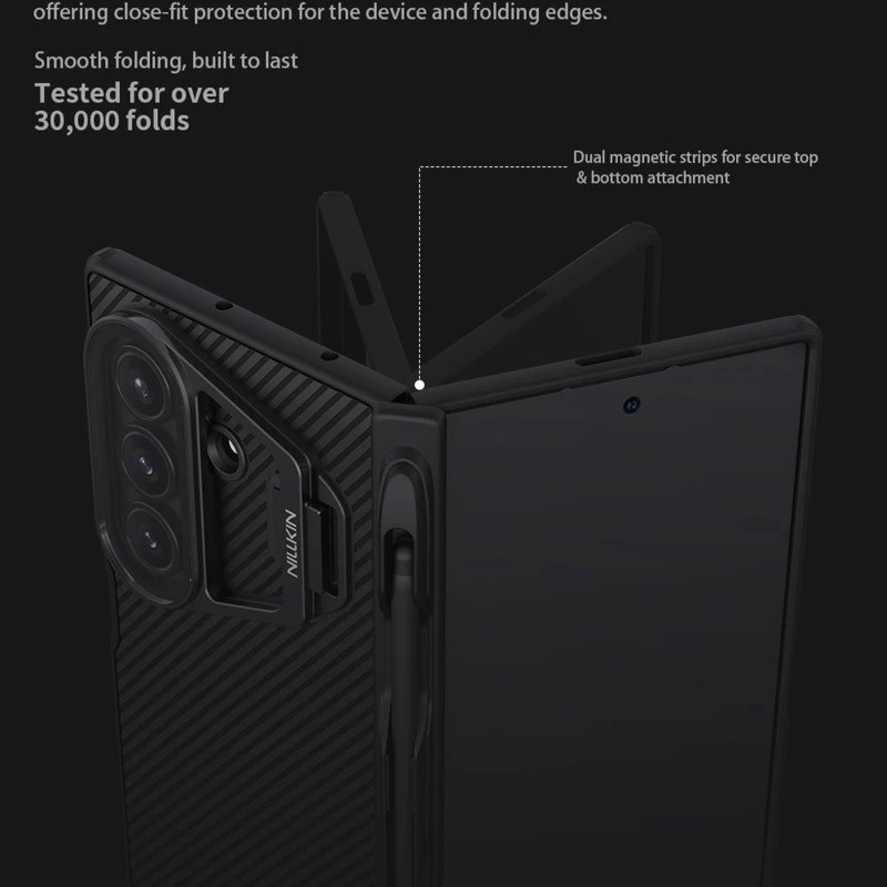 کاور نیلکین مدل Camshield Prop Magnetic Stylus Pen & Transparent Lens Cover Version مناسب برای گوشی موبایل سامسونگ Galaxy Z Fold 7 / W26