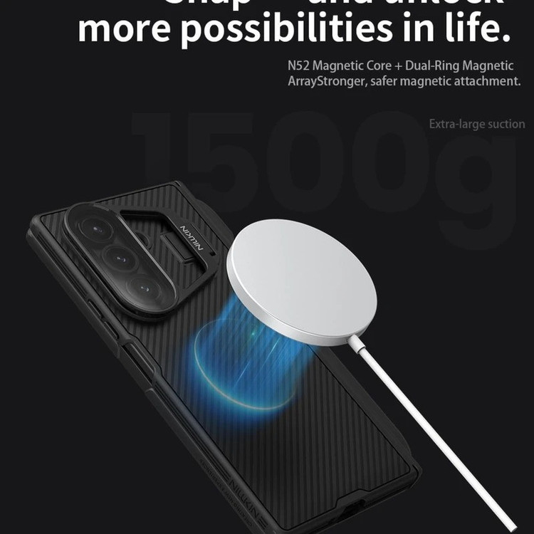 کاور نیلکین مدل Camshield Prop Magnetic Stylus Pen & Transparent Lens Cover Version مناسب برای گوشی موبایل سامسونگ Galaxy Z Fold 7 / W26