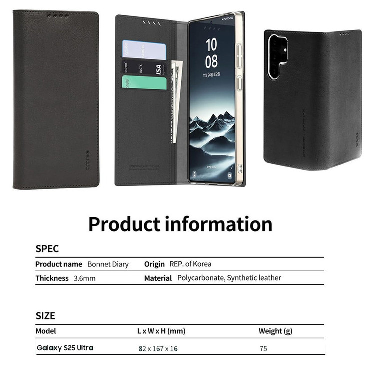 کیف کلاسوری آراری مدل Mustang Diary مناسب برای گوشی موبایل سامسونگ Galaxy S25 Ultra