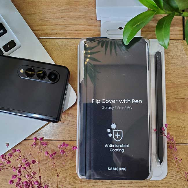 کیف کلاسوری سامسونگ مدل Flip Cover مناسب برای گوشی موبایل سامسونگ Galaxy Z Fold3 به همراه قلم نوری