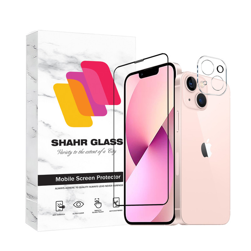 محافظ صفحه نمایش شهر گلس مدل MFUL3DSH مناسب برای گوشی موبایل اپل iPhone 13 به همراه محافظ لنز دوربین