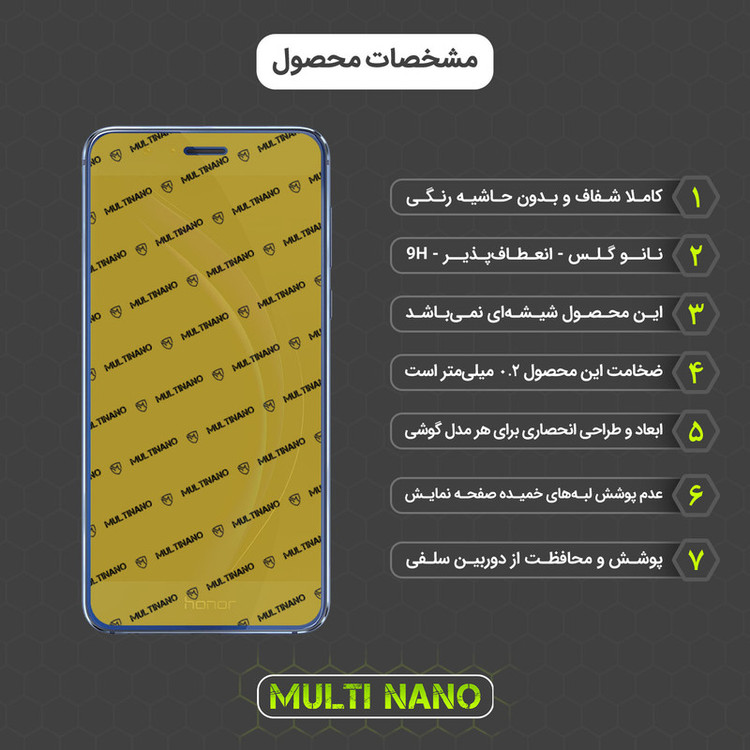 محافظ صفحه نمایش مولتی نانو مدل x-s1n مناسب برای گوشی موبایل آنر 8