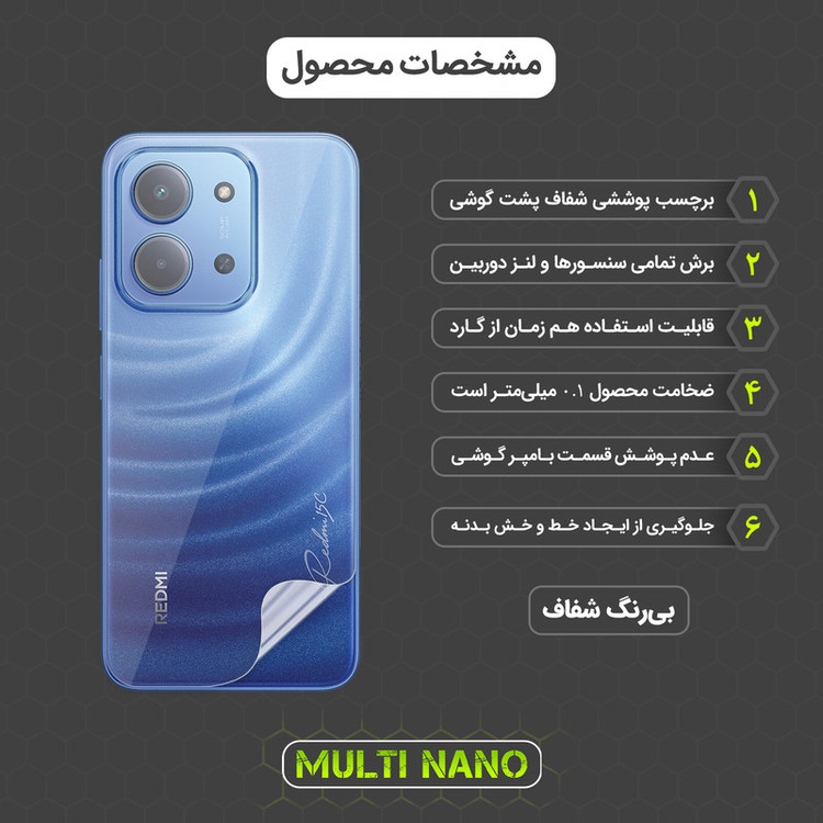 محافظ پشت گوشی هیدروژل مولتی نانو مدل X-F1T مناسب برای گوشی موبایل شیائومی Redmi 15C 4G
