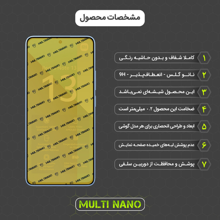 محافظ صفحه نمایش مولتی نانو مدل X-S1N مناسب برای گوشی موبایل شیائومی Redmi Note 13 4G