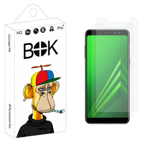 محافظ صفحه نمایش شیشه ای بوک مدل Titan Shield مناسب برای گوشی موبایل سامسونگ Galaxy A8 Plus 2018  بسته دو عددی