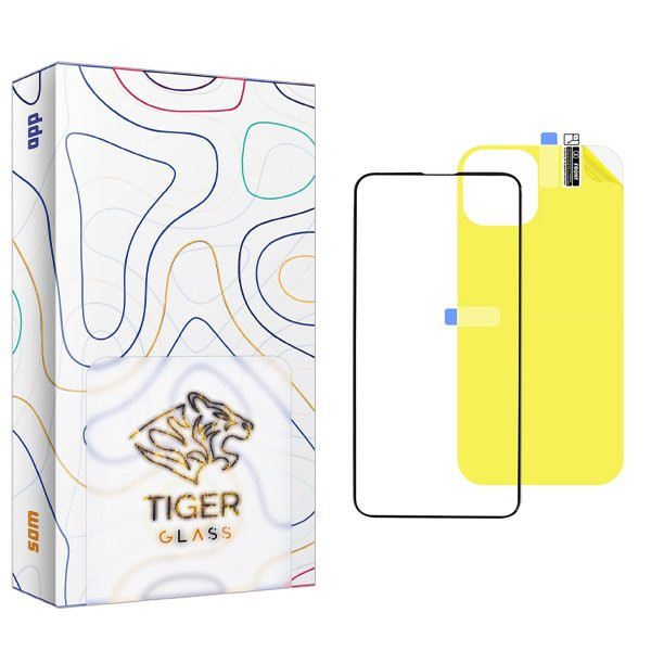 محافظ صفحه نمایش شیشه ای تایگر گلس مدل APL2 مناسب برای گوشی موبایل اپل iPhone 15 Pro Max به همراه محافظ پشت گوشی