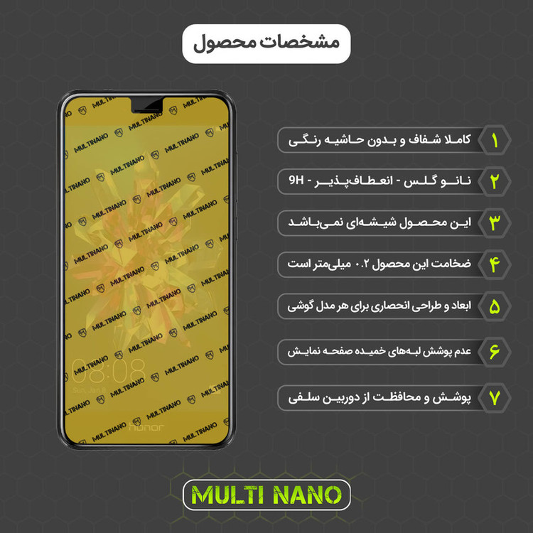 محافظ صفحه نمایش مولتی نانو مدل X-S1N مناسب برای گوشی موبایل آنر 8 Lite