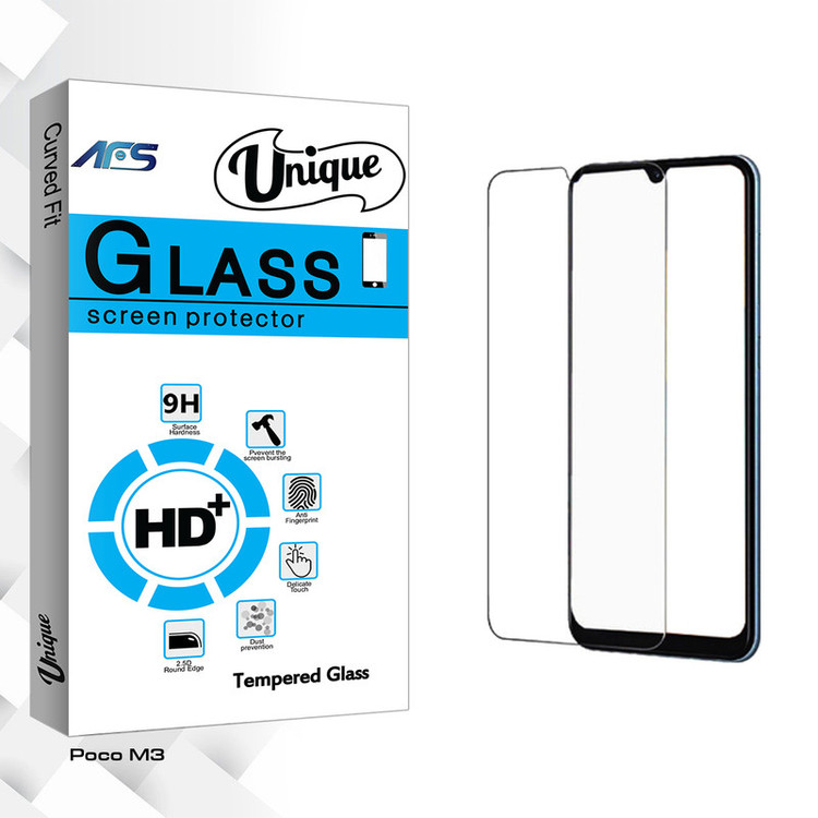 محافظ صفحه نمایش شیشه ای ای اف اس مدل Unique Glass مناسب برای گوشی موبایل شیائومی Poco M3